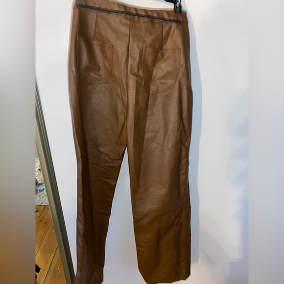 Brown Faux Leather Pants with Cut outs from Bailey Rose - Picture 2 of 4